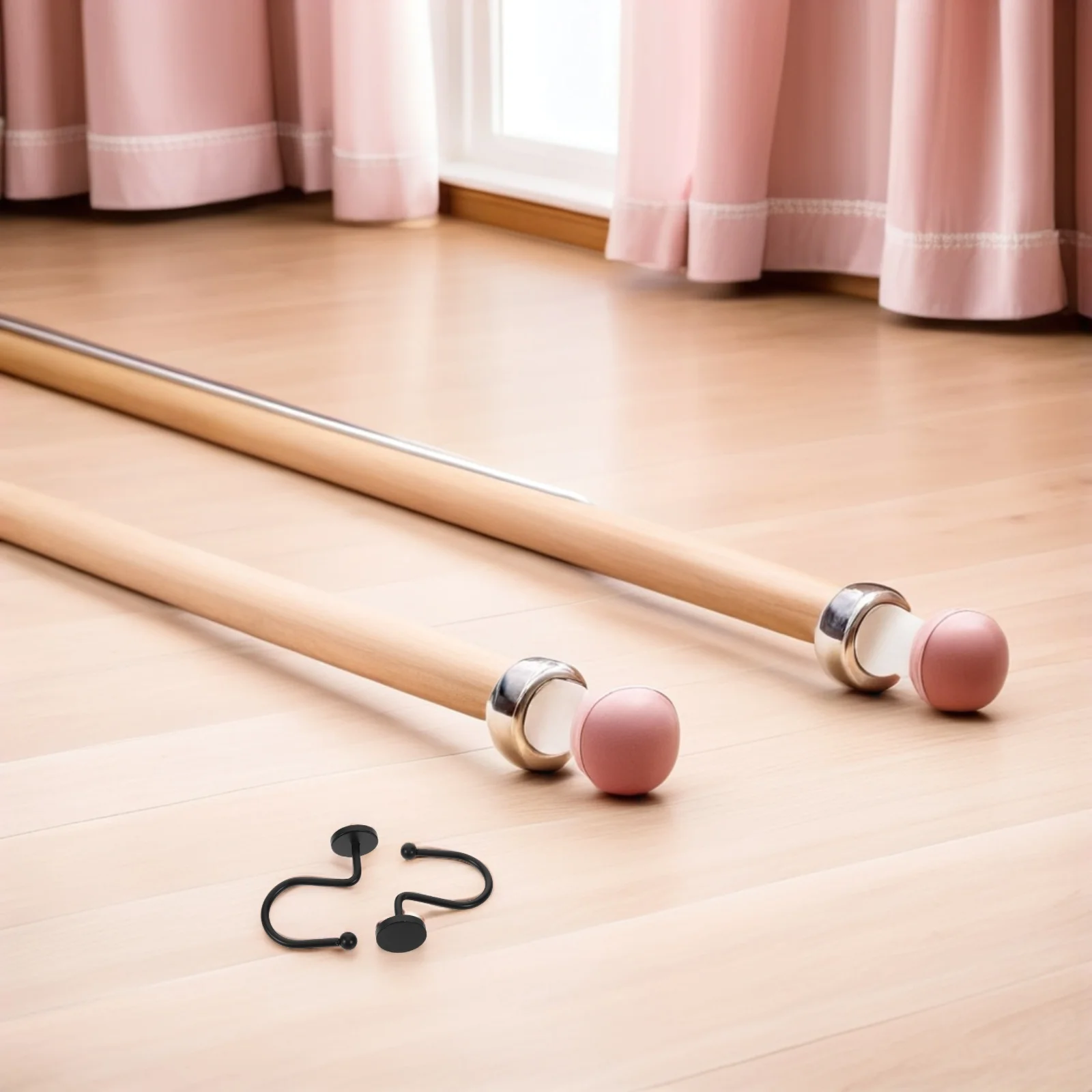 

24Pcs Black Round Metal Curtain Hooks Heavy Duty Shower Rings for Bathroom Farmhouse Drapery Rod Decorative Accessories