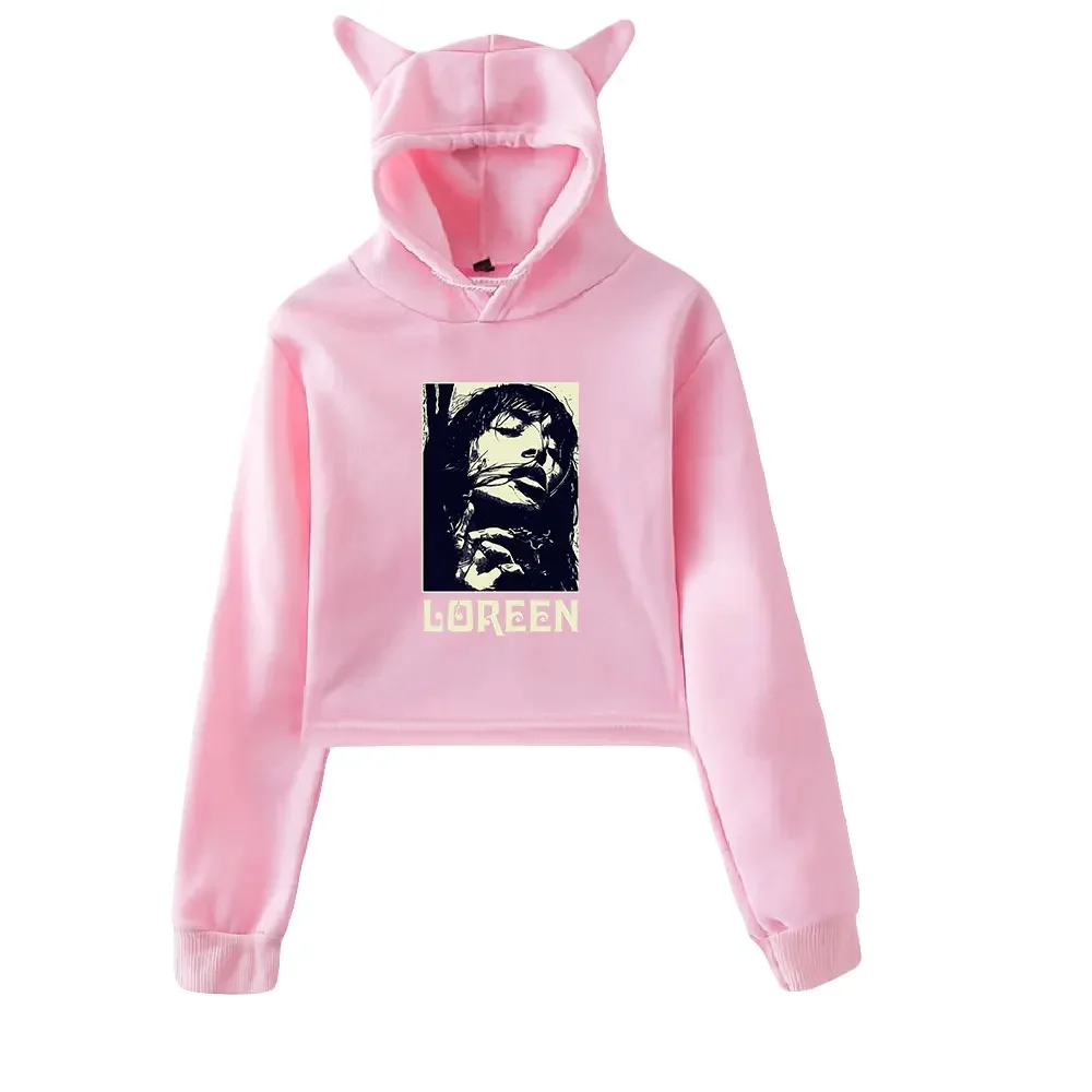 Loreen Merch Crop Top Hoodie Voor Tienermeisjes Streetwear Hiphop Kawaii Cat Ear Harajuku Cropped Sweatshirt Pullover Tops