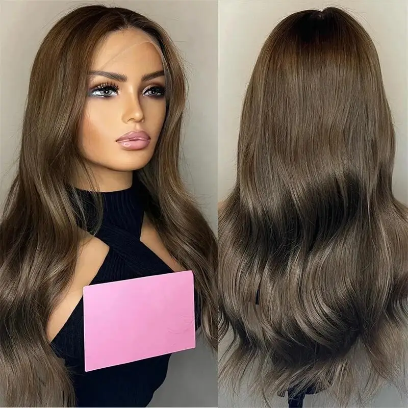 Brown Body Wave 5x5 Silk Base 26 inch Jewish Human Hair Wig Baby Hair HD Lace European Hair Preplucked Glueless Daily Fashion