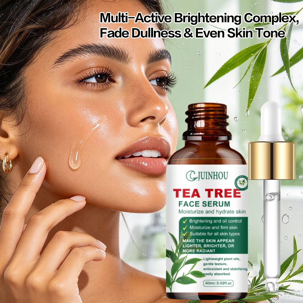 JUINHOU Tea Tree Oil Face Serum Natural Gentle Oil Control Pore Care Essence For Oily Combination Skin Daily Facial Skincare