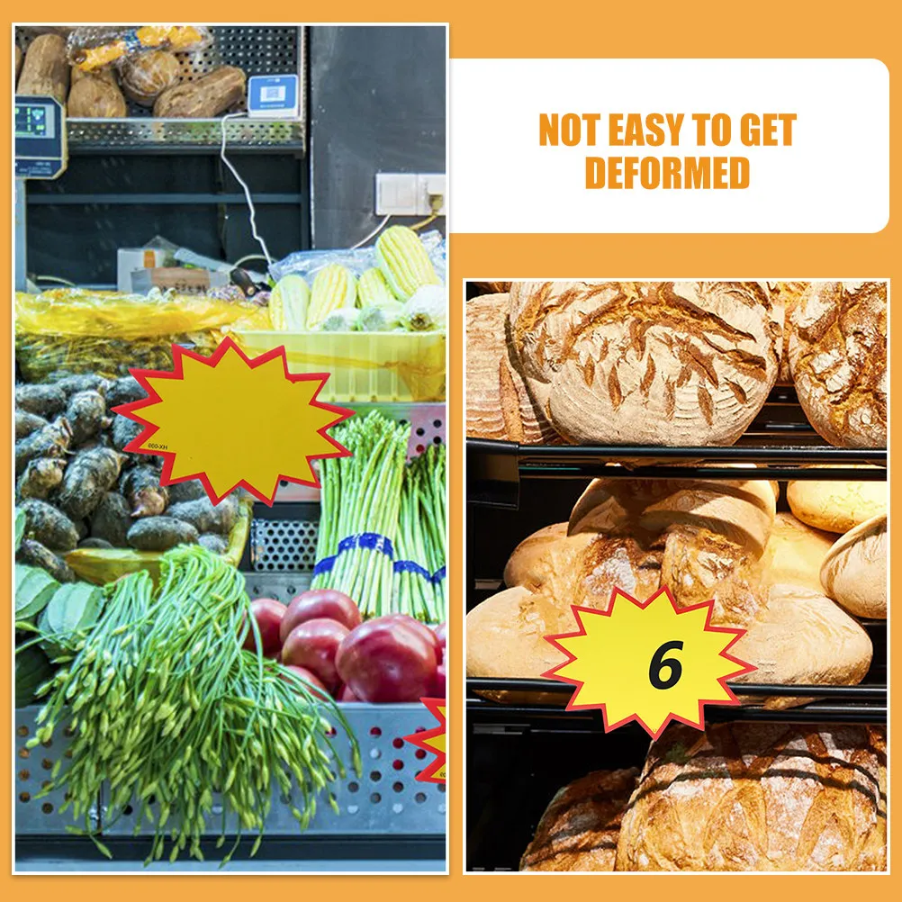 

200Pcs Price Tag Display Sign Thick Paper Material Blank Writing Area for Retail Stores Supermarkets Malls Vegetable Markets