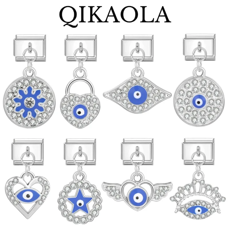 1pc Sparkling Wisdom Eyes Italian Charms Fit 9mm Stainless Steel Bracelet Diy Jewelry Making Gift For Women