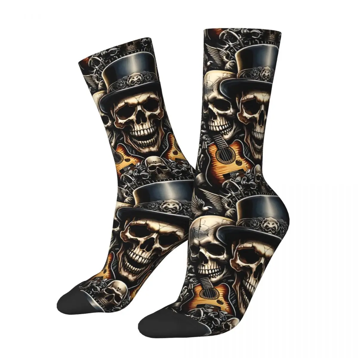 

The Rock And Roll Skull Skull Rock And Roll Socks Male Mens Women Autumn Stockings Polyester