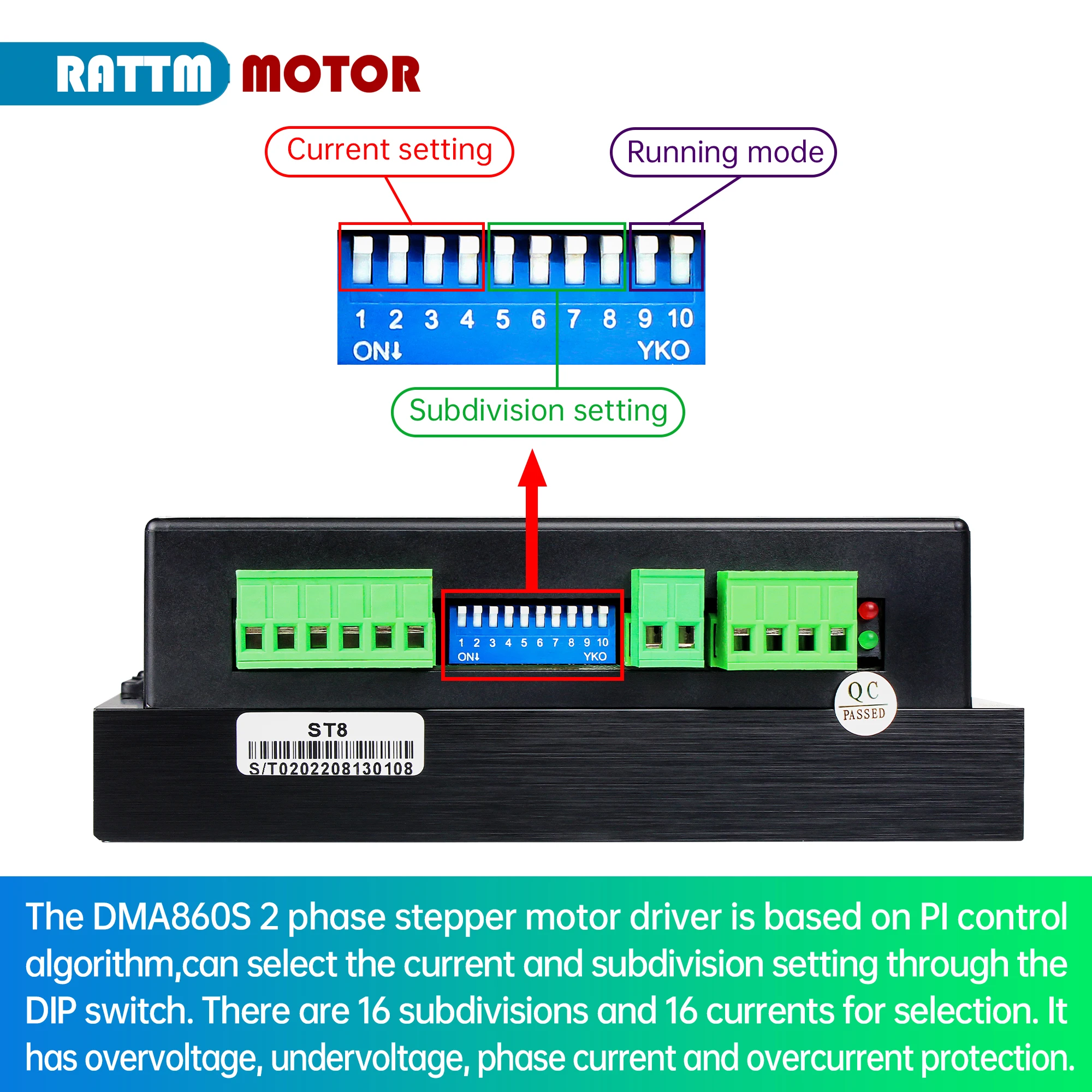 Imagem -05 - Motorista do Motor Deslizante Nema34 Dma860s 2.2a8.2a 18110v C.a. 18-160v C.c. Cnc