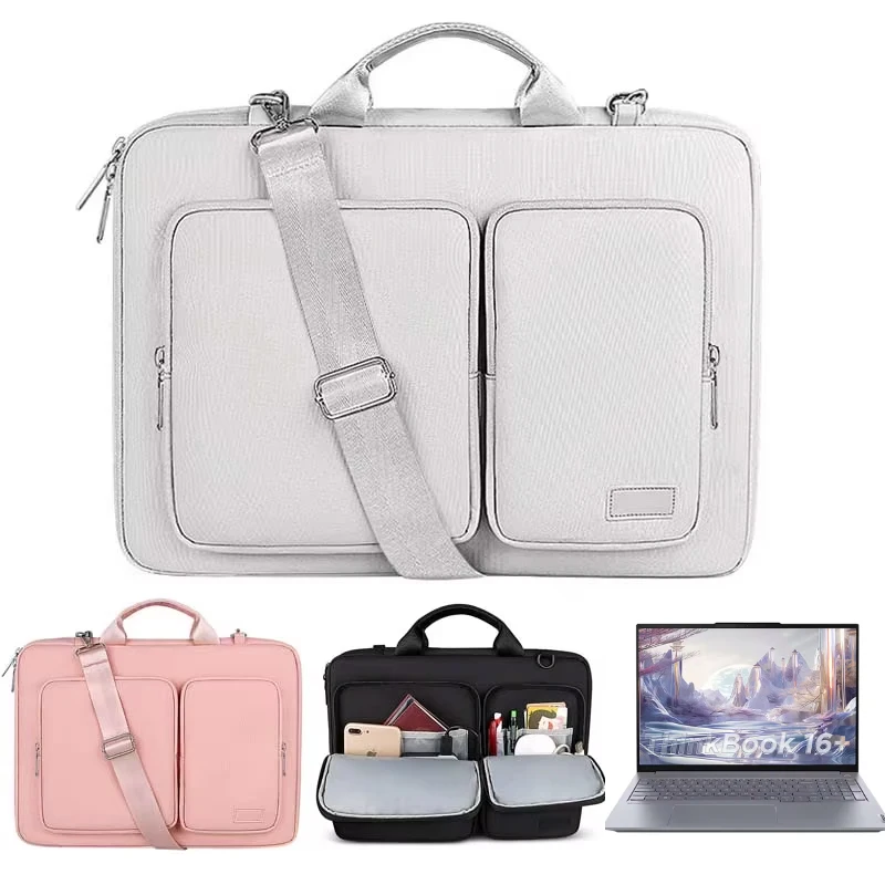 

for Lenovo ThinkBook 16+ Laptop Bag Outer Storage Pocket Shockproof Zip Pouch Notebook Carry Sleeve Shoulder Strap Briefcase