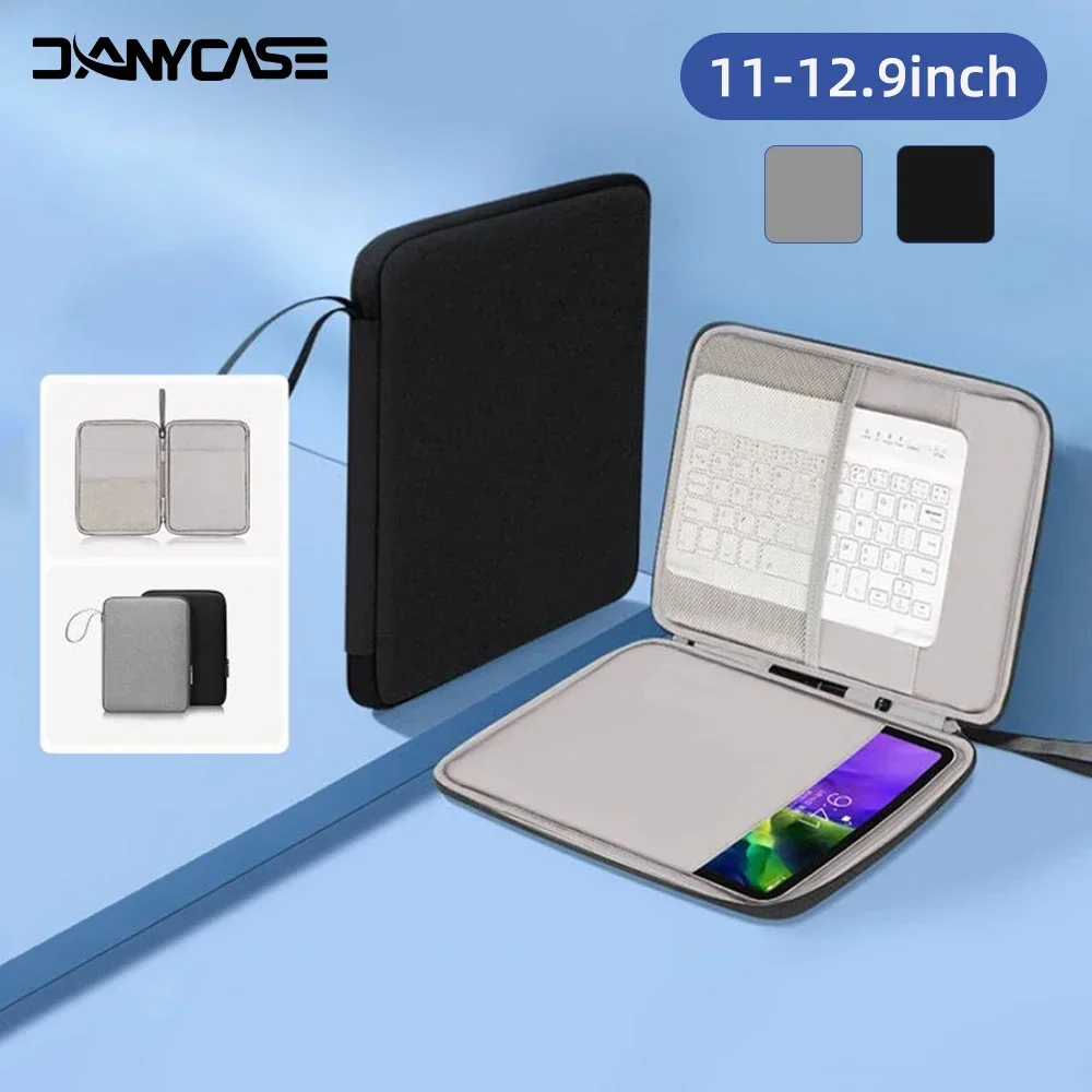 11/12.9 Inch PU Tablet Sleeve, Multi Pocket Bag with Keyboard  Pen Slot, Waterproof Shockproof Pouch for iPad Xiaomi Tablets