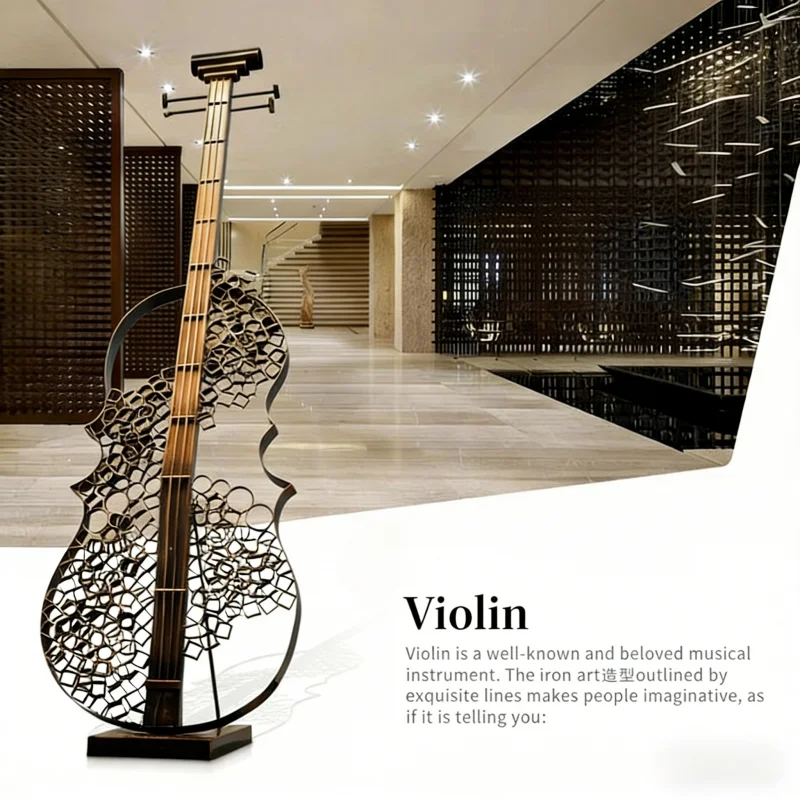 New Classical Violin Ornaments in the Lounge Next to the TV Cabinet Floor Decoration Hotel Lobby Sculpture Art Ornaments