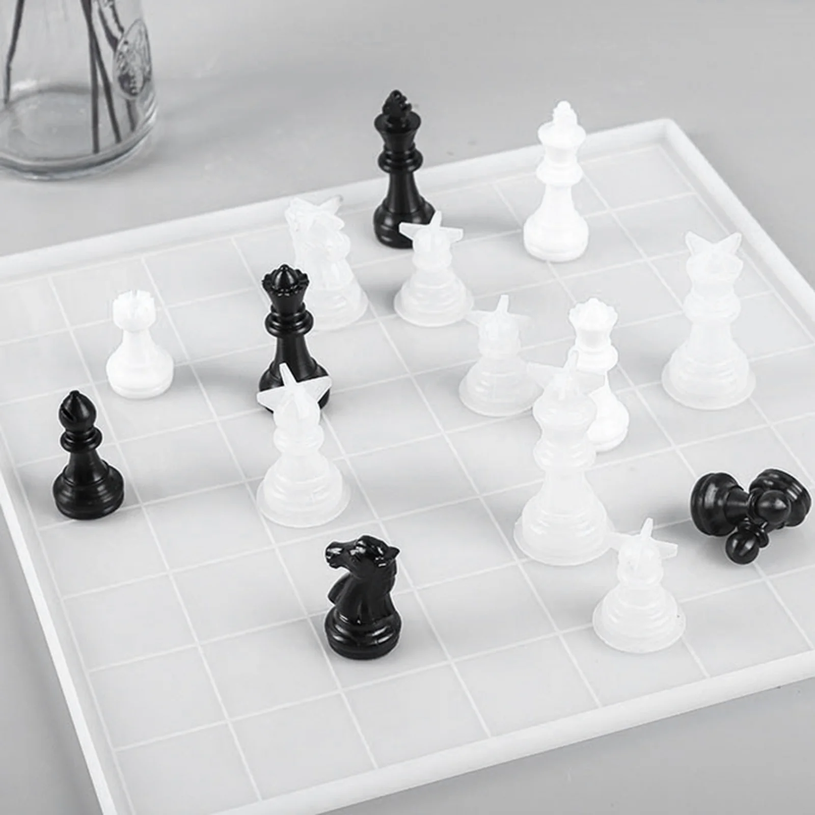 

1 комплект, гибкая форма для шахмат, силиконовые формы для шахматных фигур, сделай сам, литье из смолы, шахматная доска, эпоксидные формы, силиконовая форма «сделай сам»