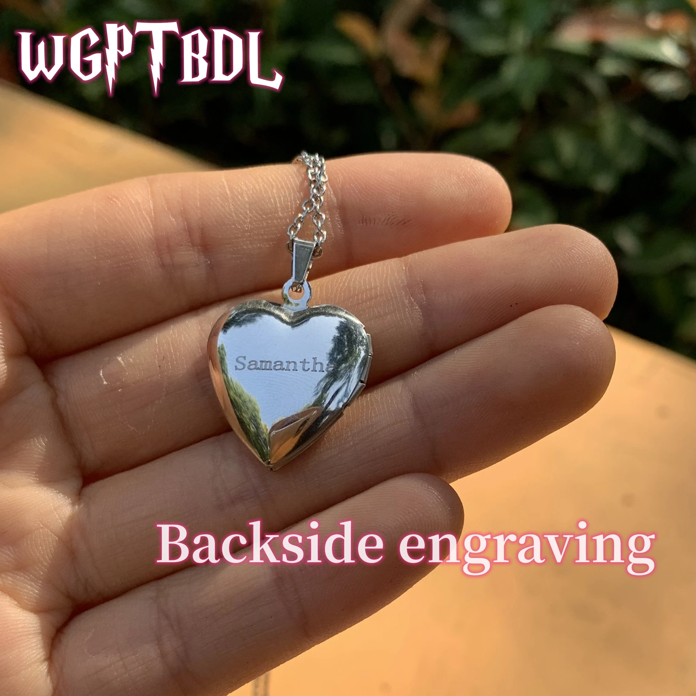 WGPTBDL Customize Picture Necklace Stainless 20mm Heart Locket Pendant Family Name Women Image Personalized Engravement Gift