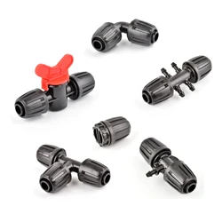 5Pcs DN16mm Pipe Locked Connector 1/2'' Pipe Tee Straight Elbow End Plug to 4/7mm Hose Garden Watering Drip Irrigation