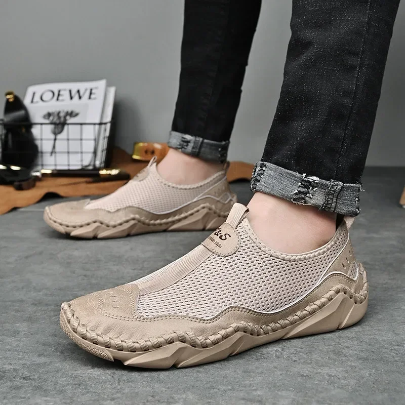 

Best Selling Large Size Men's Shoes New Summer Breathable Mesh Outdoor Casual Lightweight Soft Bottom Hiking Shoes