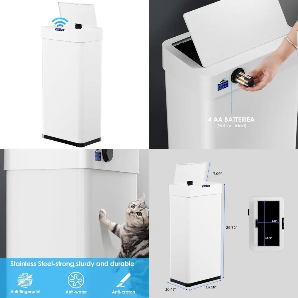 

Touchless Automatic 18.5 Gallon Trash Can with Motion Sensor, Brushed Stainless Steel Smart Bin, Bag Holder Included, Long-Lasti