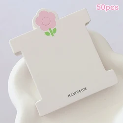 50Pcs Pink Flower Display Cards For Hair Cord Hairpin Handmade DIY Jewelry Cardboard Package Hair Clips White Craft Hang Tag Car