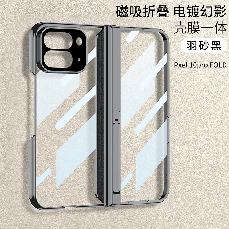 

Case For Google Pixel 10 Pro Fold electroplating Detachable Central Axis with Bracket Transparent high-grade Protective Cover