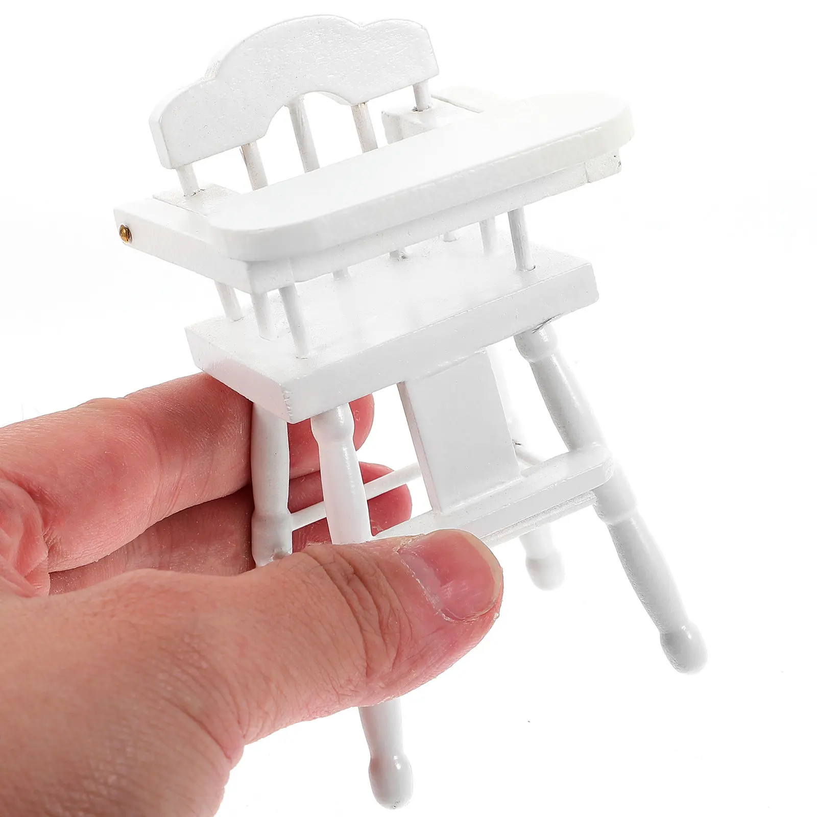 

Mini Wooden Highchair Miniature Furniture Decorative DIY Mini House Desktop Ornament Kids Accessory Unique Design