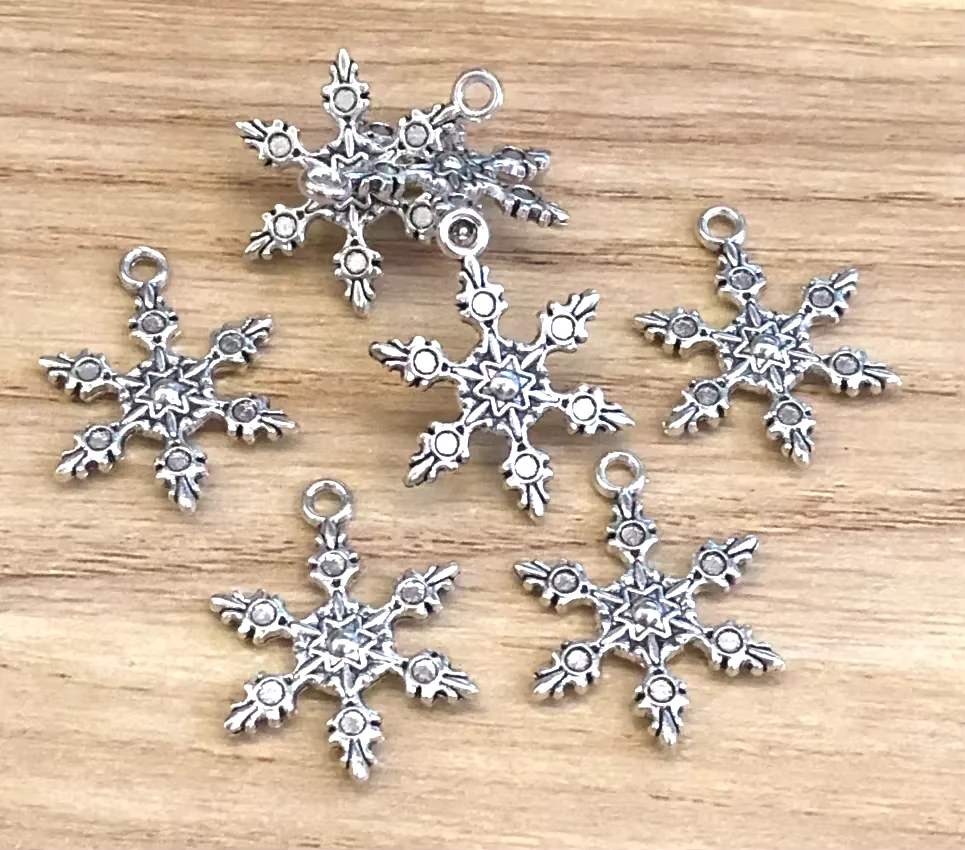 

25pcs 20mm Alloy matel tibetan silver 2sided snowflake design pendants HW3591