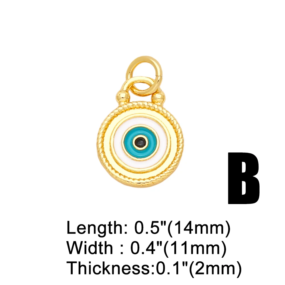 OCESRIO Multicolor Little Turkish Eye Bracelet Earring Charm Copper Gold Plated CZ Evil Eye Jewelry Making Supplies chma180