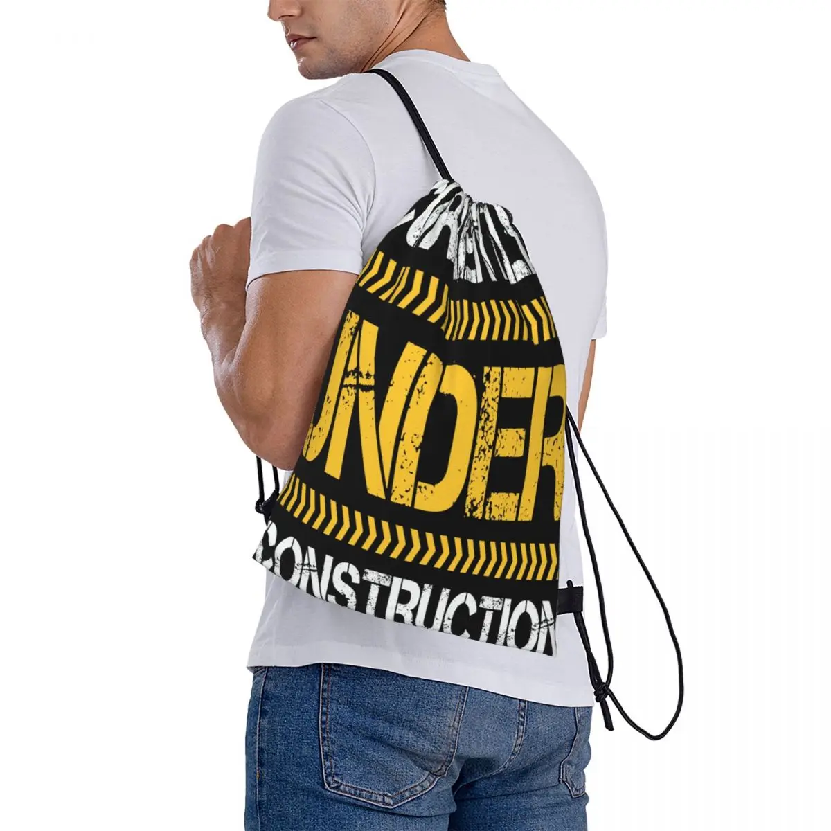 Construction Worker Gift 1 Drawstring Bag Backpack kawaii trendy fabric backpack kids fabric bag