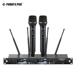 Phenyx Pro 2-Channel Wireless Microphone System w/ ID Lock,  Auto Scan, True Diversity PTAU-2 Cordless Mics for DJ, Karaoke