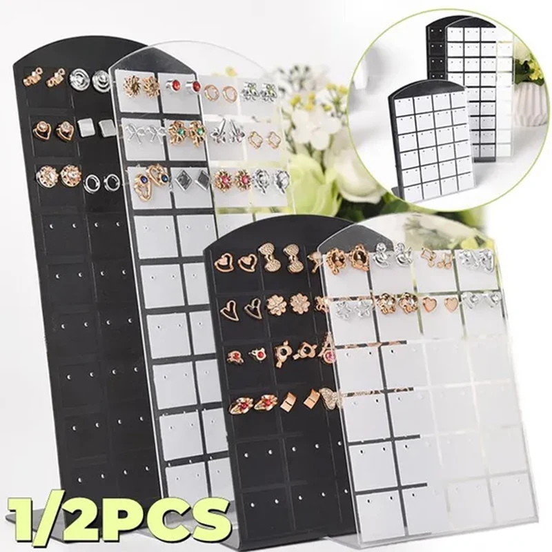 1/2 pçs 48-72 buraco brinco orelha studs jóias rack de exibição brincos expositor rack mini l forma orelha parafuso prisioneiro jóias mostrar titular