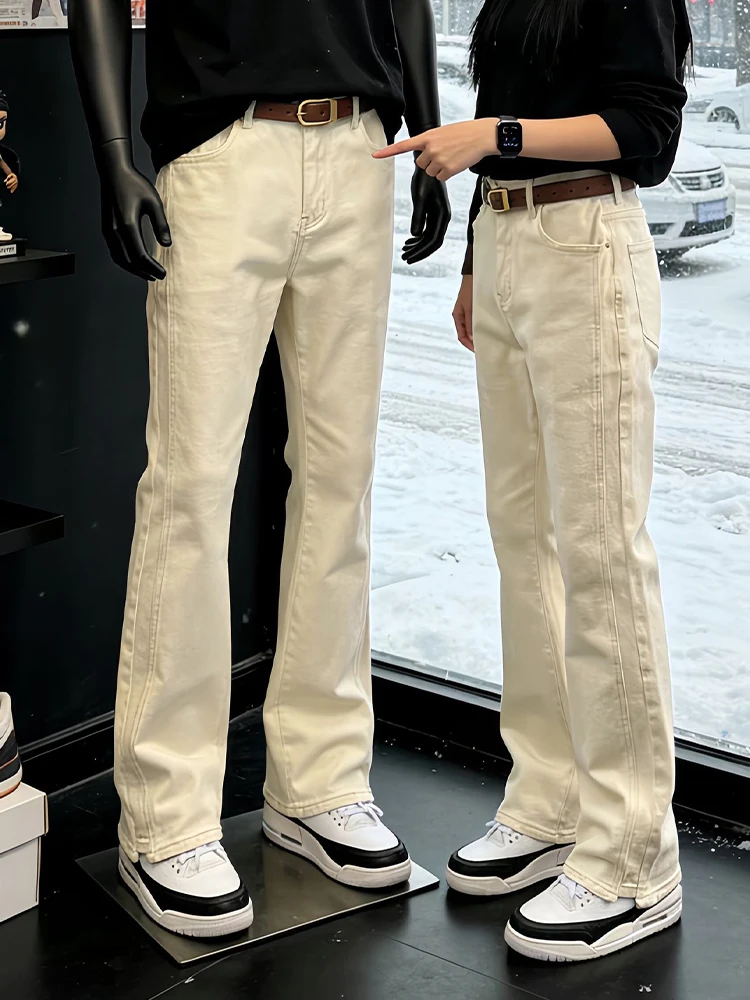 

American Sle Slim Straight Jeans Men's Spring Cool High Waist Denim Pants Wear Resistant Micro Flare Long Trousers