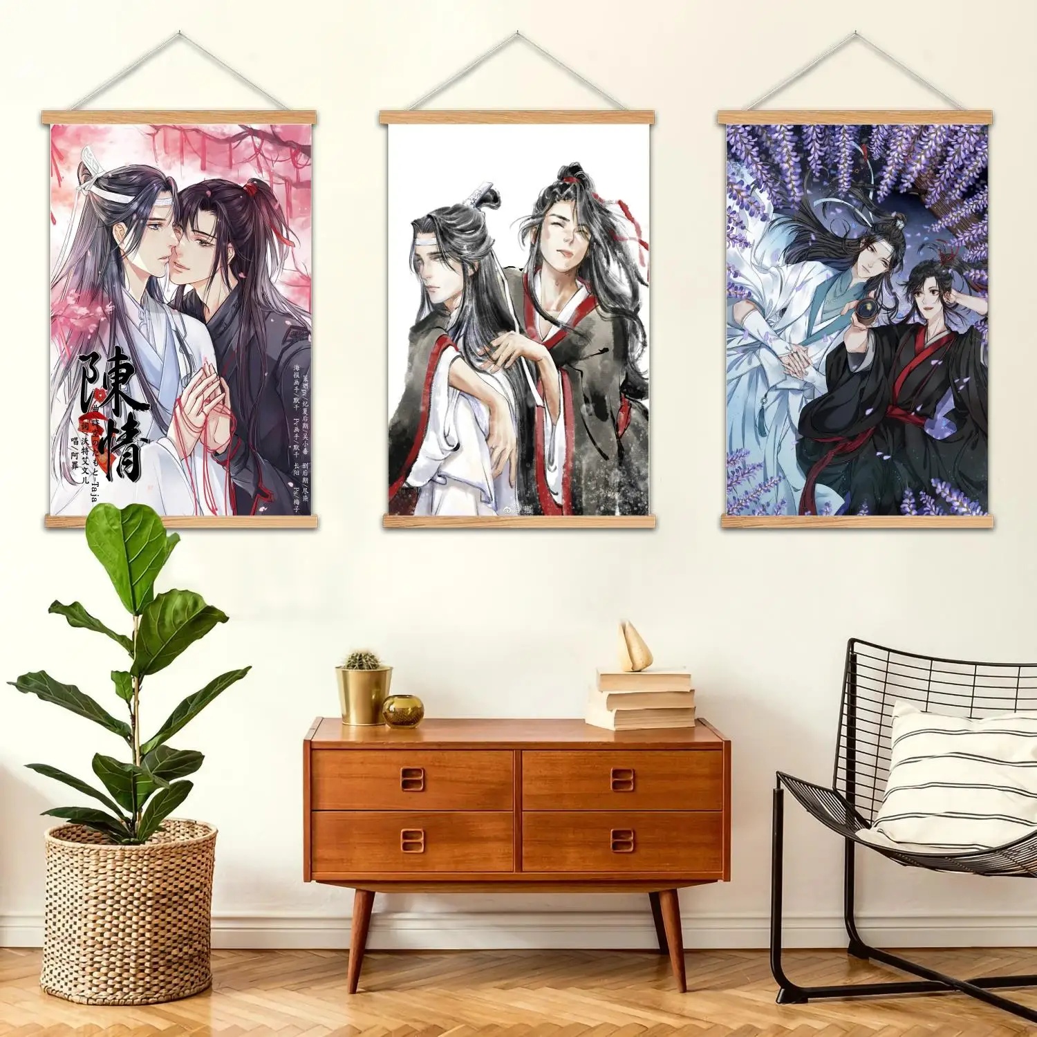 لوحة جدارية مؤطرة من ma dao zu Shi ملصق فني على القماش وفن جداري، عائلة حديثة، ديكور غرفة النوم، ملصقات، لوحة زخرفية