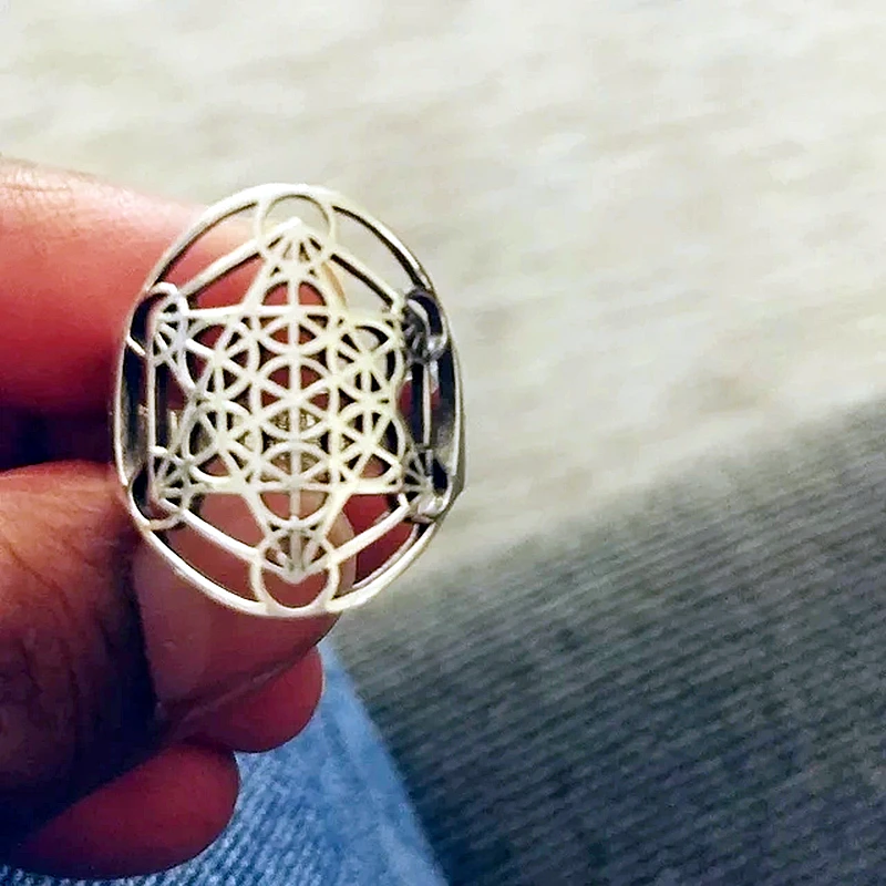Angel Seal Archangel Metatron Ring Stainless Steel The Secrets of the Kabbalists Garden Solomon Geometric Rings for Women
