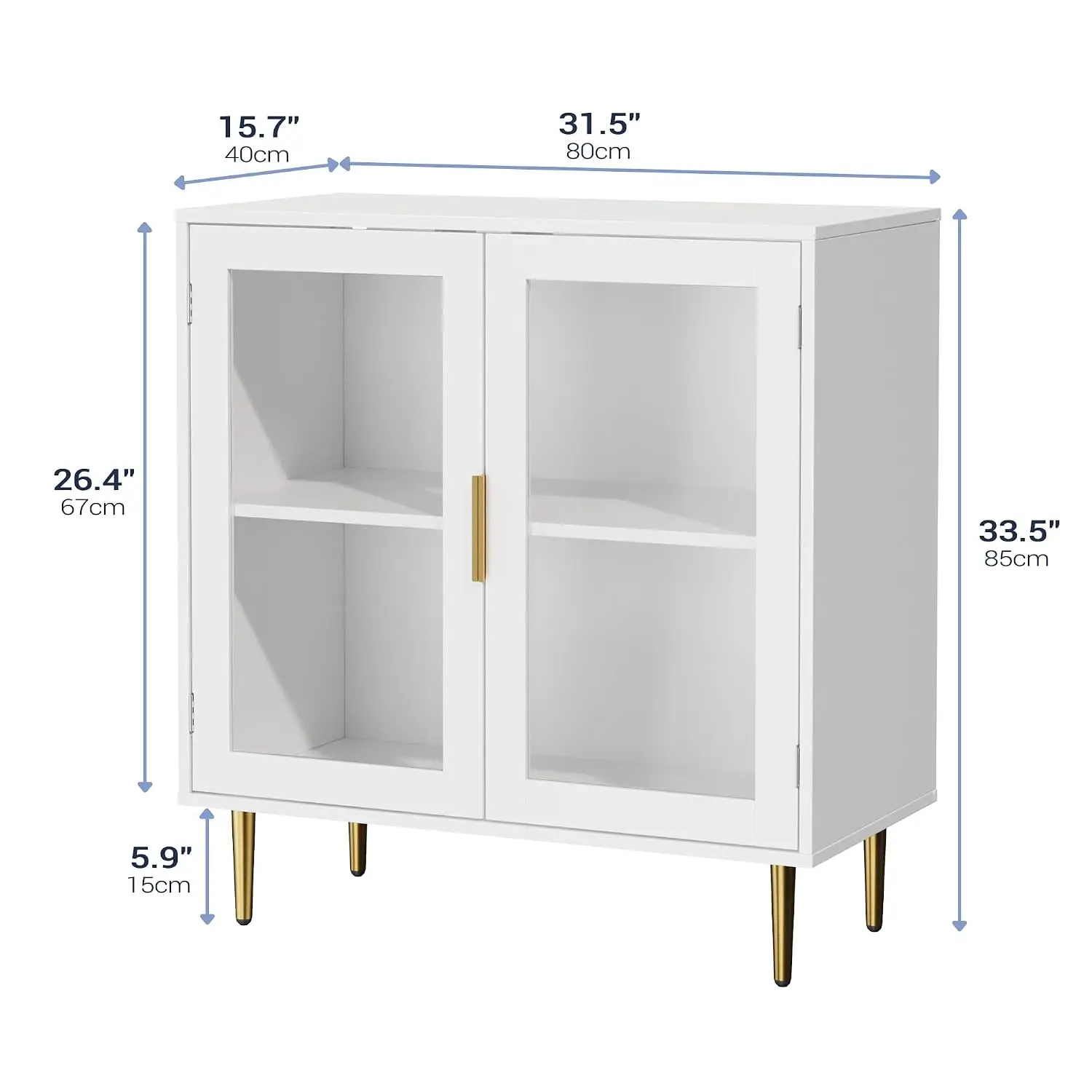 Buffet Cabinet with LED Lights & 2 Acrylic Doors, White