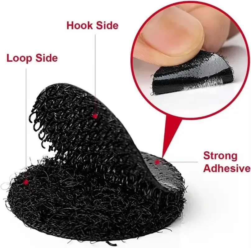 Adhesive Velcros Tape Household Use Touches Fastener Black Pad Fixed Patch Double Sided Mat Grip Strap Self-adhesive DIY Apparel