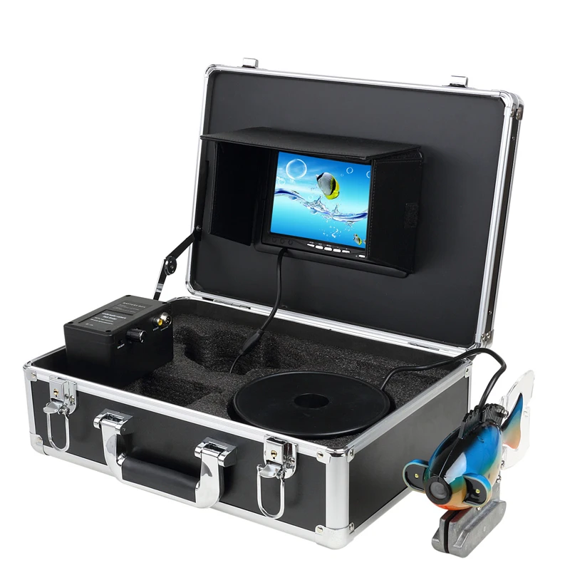Fish Finder 7 Inch Color Monitor Underwater Ice Fishing Camera 20m Cable With 2Pcs White LED Lights Used for Ice Fishing