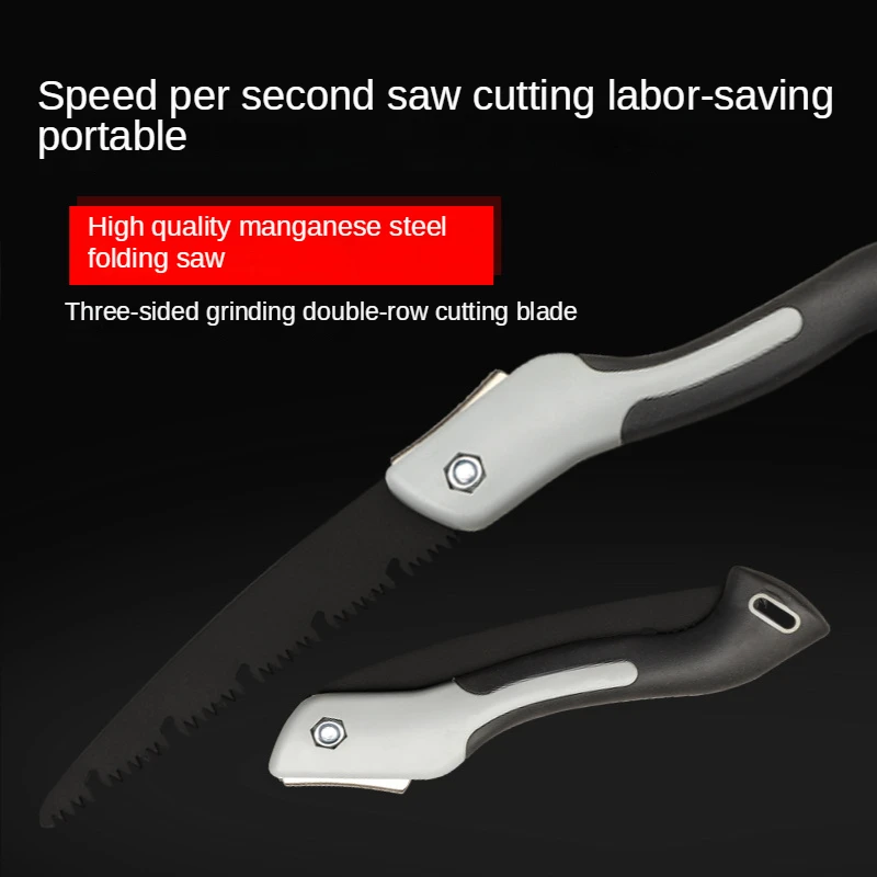 SK5 Double-row Edged Saw Blade Home Garden Woodworking Saw Three-sided Grinding Teeth Outdoor Fast Folding Tool Hand Saw