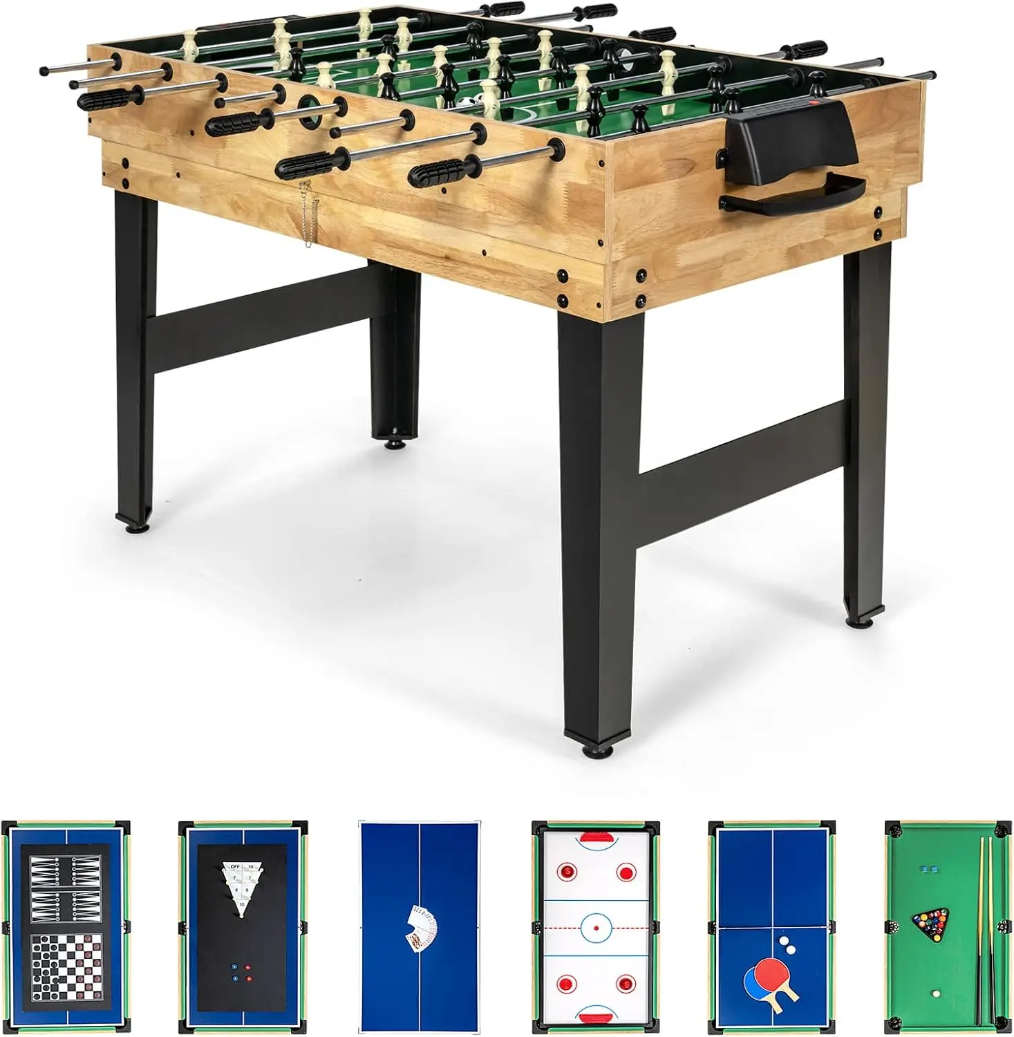 10-in-1 Combination Multi Game Table Set, Adult Size Combo Game Table W/Foosball, Table Tennis, Pool, Air Hockey Table, Bowling,