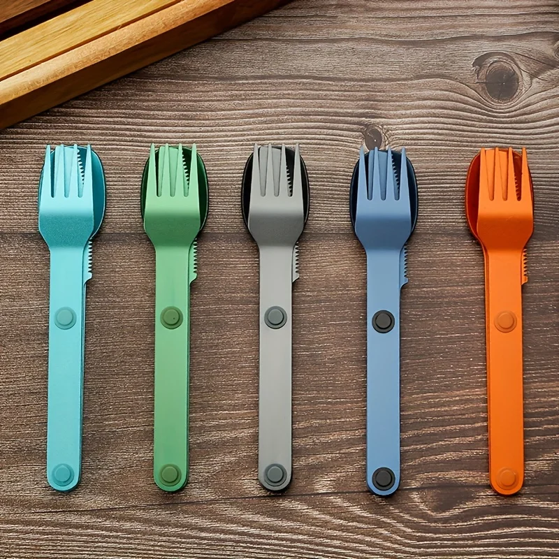 

Портативный алюминиевый магнитный набор столовых приборов из 3 предметов — лакированная отделка, посуда для пикника, кемпинга, грузовиков с едой, ресторанов