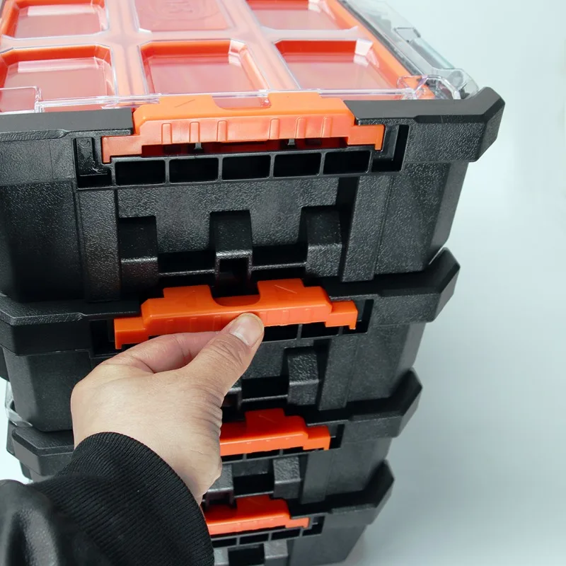 Stacked Toolbox Parts Screw Tools Storage Case Multi-grid Hardware Electronic Components Storage Box Portable Tools Organizer