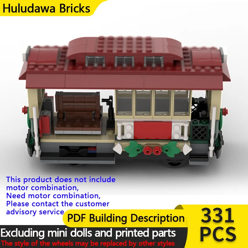 

City Car Model MOC Building Bricks Railway Holiday Trolley Car Modular Technology Children Holiday Gifts Assemble Toys Suit