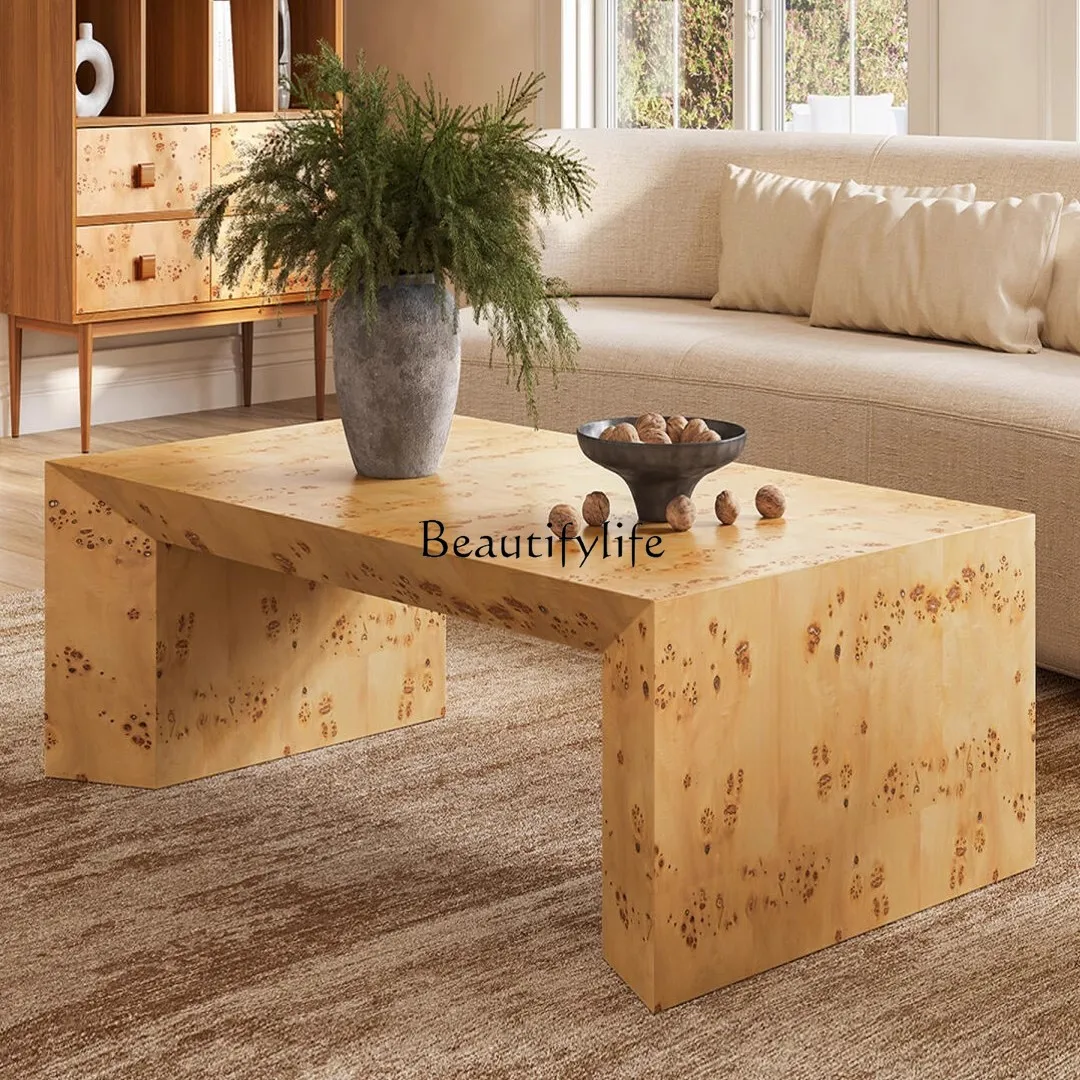 

Medieval solid wood rectangular coffee table, French creative simple balcony coffee table