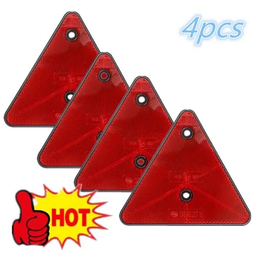 1-4pcs Safety Red Rear Reflectors Triangle Reflective For Gate Posts Reflectors Screw Fit For Trailer Motorcycle Truck