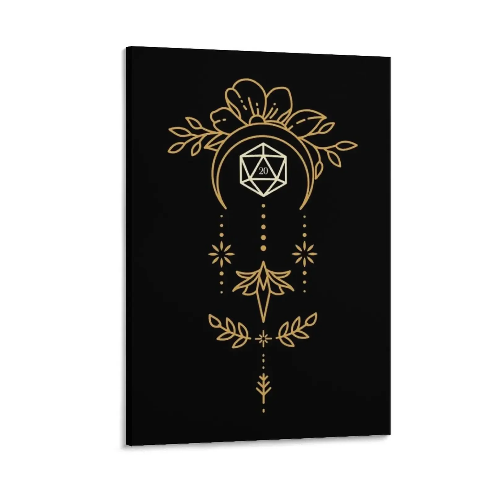 

Sacred Geometry Floral Polyhedral D20 Dice Canvas Painting aesthetic room decor anime poster home decorations and organization