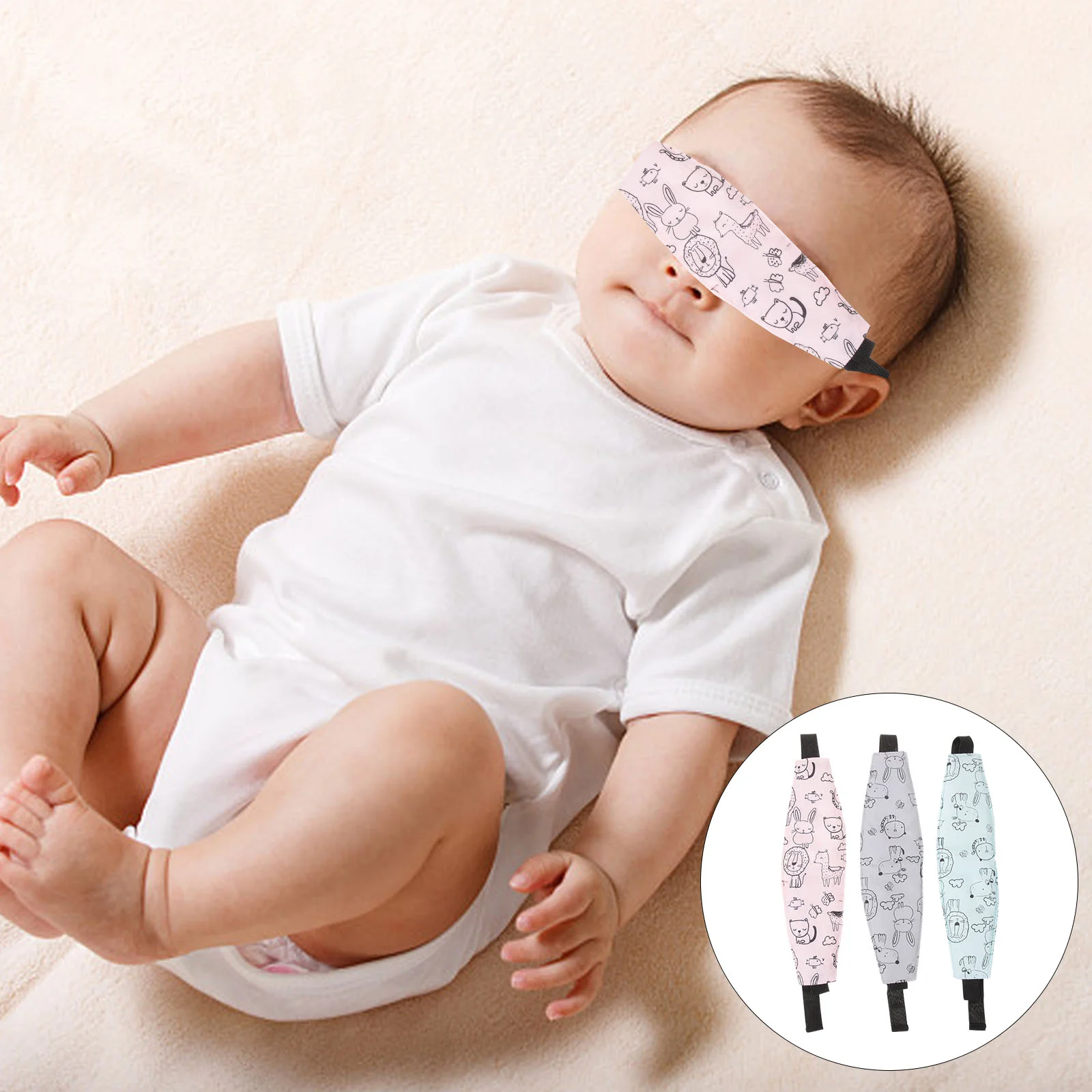 3 Pcs Baby Stroller Safety Seat Strap Infant Sleeping Mask Trolley Head Band Kids Headrest