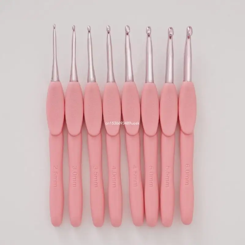 8Pcs Professional Long Handle Crochet Hook, 2.5mm-6.5mm Ergonomic Crochet Hook Set, Crochet Needle for Beginner