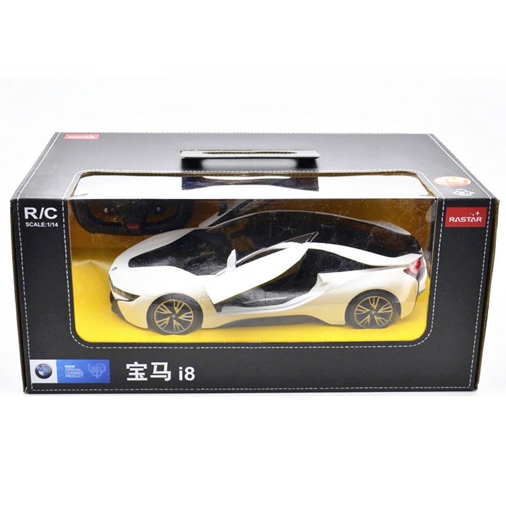 RASTAR 1/14 BMW I8 RC Car Model 4.8V 600mAh Battery LED Lights RC Open The Doors Free wheels Toy Gift For Adults