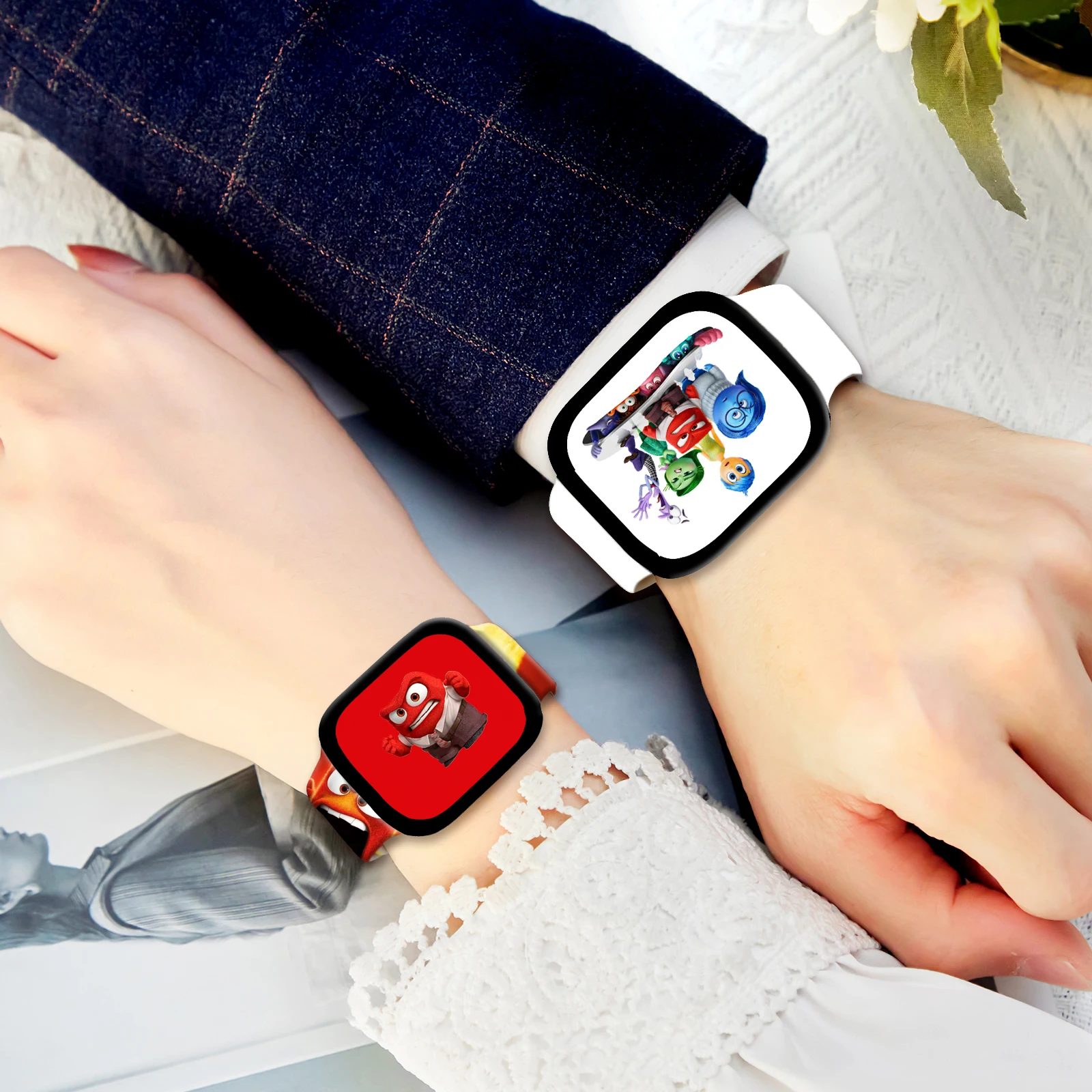 Inside Out 2 Printed Strap for Apple Watch 11 10 9 8 Silicone Band Replaceable Bracelet for iWatch 46mm 45mm 42mm 41mm Watchband