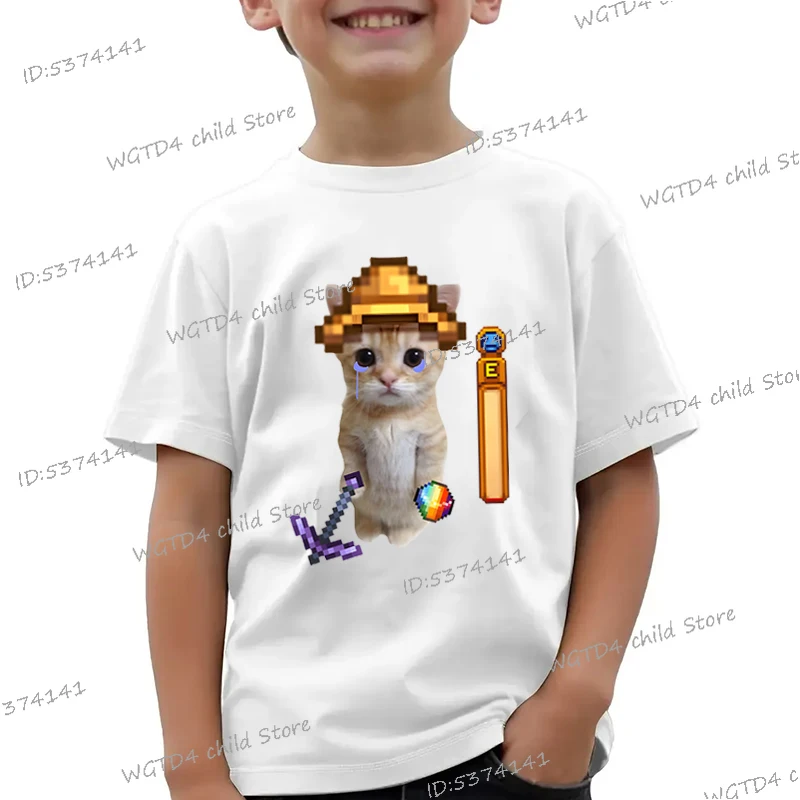 Funny Cartoon Cat Shirt Design Children's Clothing Spring Summer Essential for Youngsters Girls Boys Cute Animal Lover T-shirts