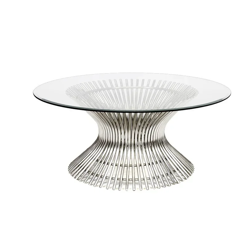 

American light luxury iron cage electroplated round dining table/hotel/kitchen/sample room iron cage