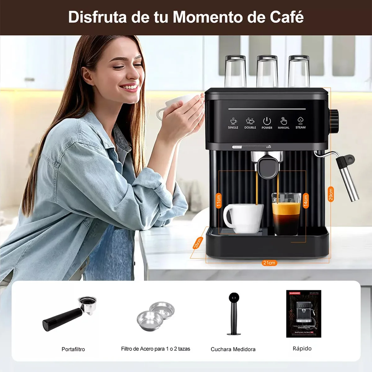 ماكينة صنع الاسبريسو الكهربائية المهنية ماكينة صنع قهوة اسبريسو الإيطالية شبه الإيطالية كابتشينو الحليب Frother ماكينات القهوة 20Bar #6