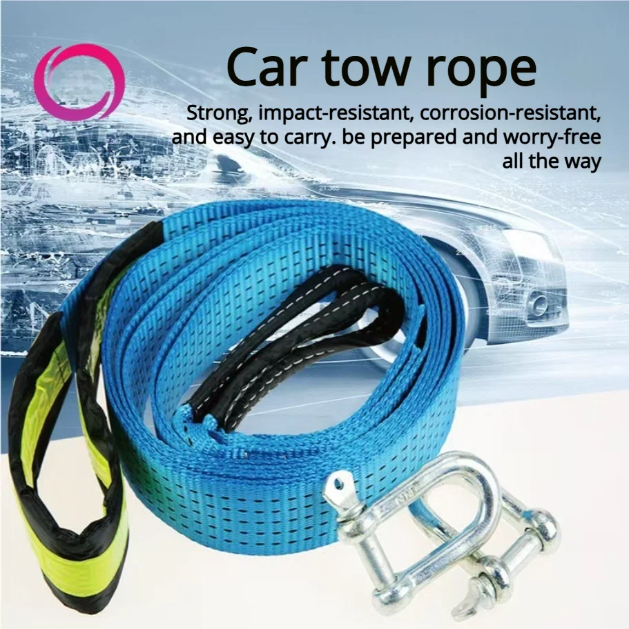

8Tons Heavy Duty 5m Car Tow Rope with Hooks High Strength Nylon Auto Emergency Safety Towing Cable Wire for Car Emergency