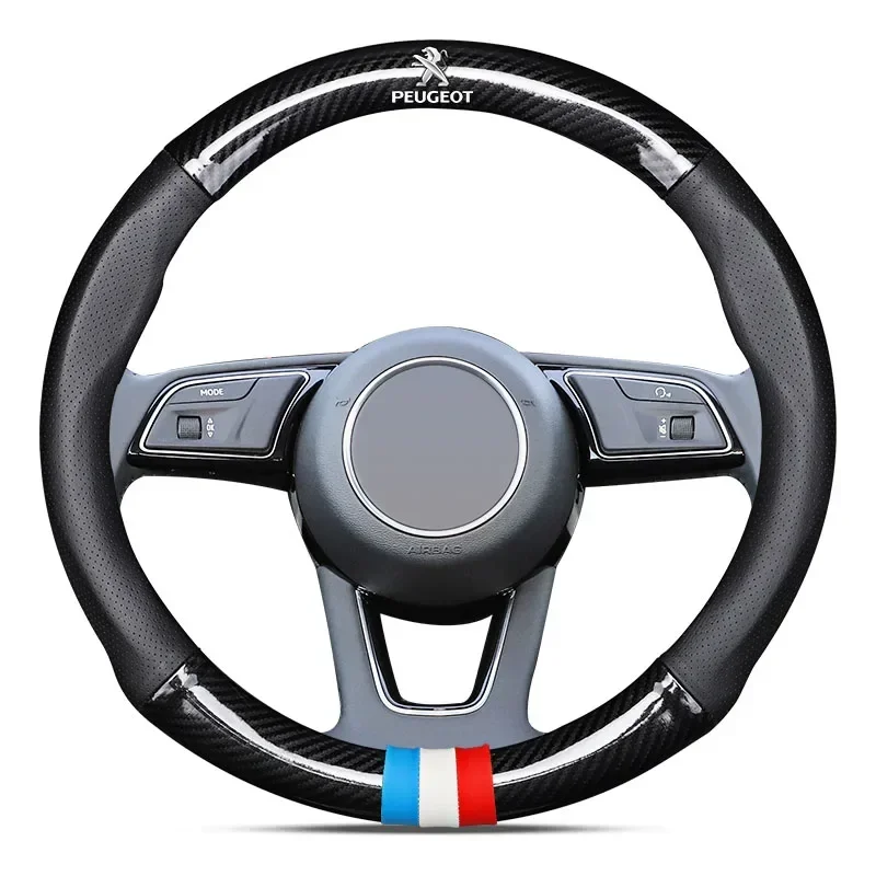 Car Steering Wheel Cover Breathable Anti Slip PU Leather Steering Cover For Peugeot 308 307 206 208 207 3008 508 407 2008 5008