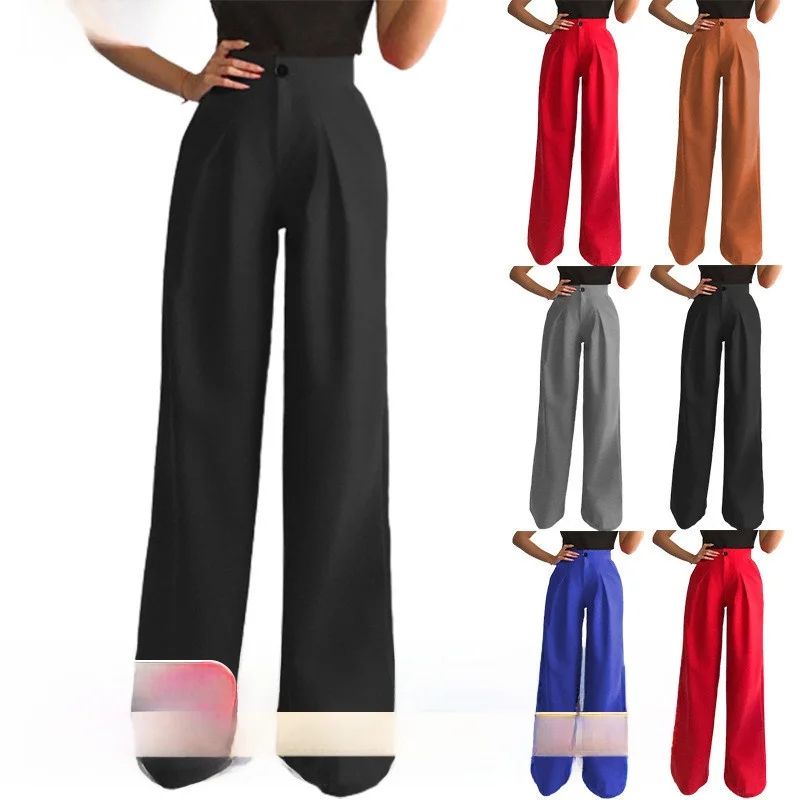 

Simple Casual Straight Leg Trousers Women's Slas Ladies Pants mid Waist Long Pants 25-29 Years Old Winter Collection