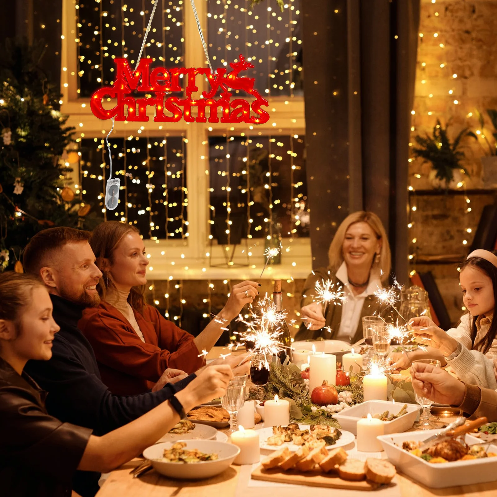 عيد الميلاد جارلاند رسالة ضوء مجلس شنقا الزخرفية ضوء عيد الميلاد إكليل مصباح للمنزل حديقة الطرف الديكور #1