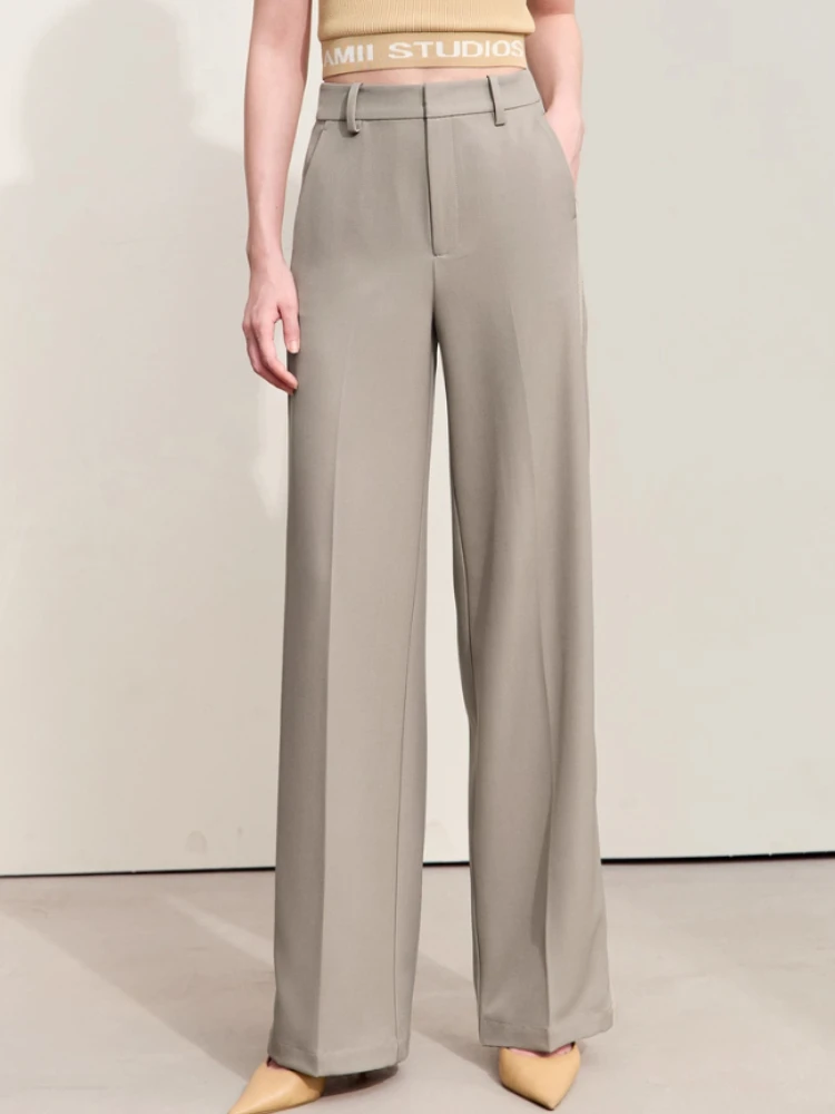 Amii Minimalism Casual Women's Pants 2026 Autumn New Office Lady Patchwork Loose Straight Solid Basic Woman Trousers 12453011
